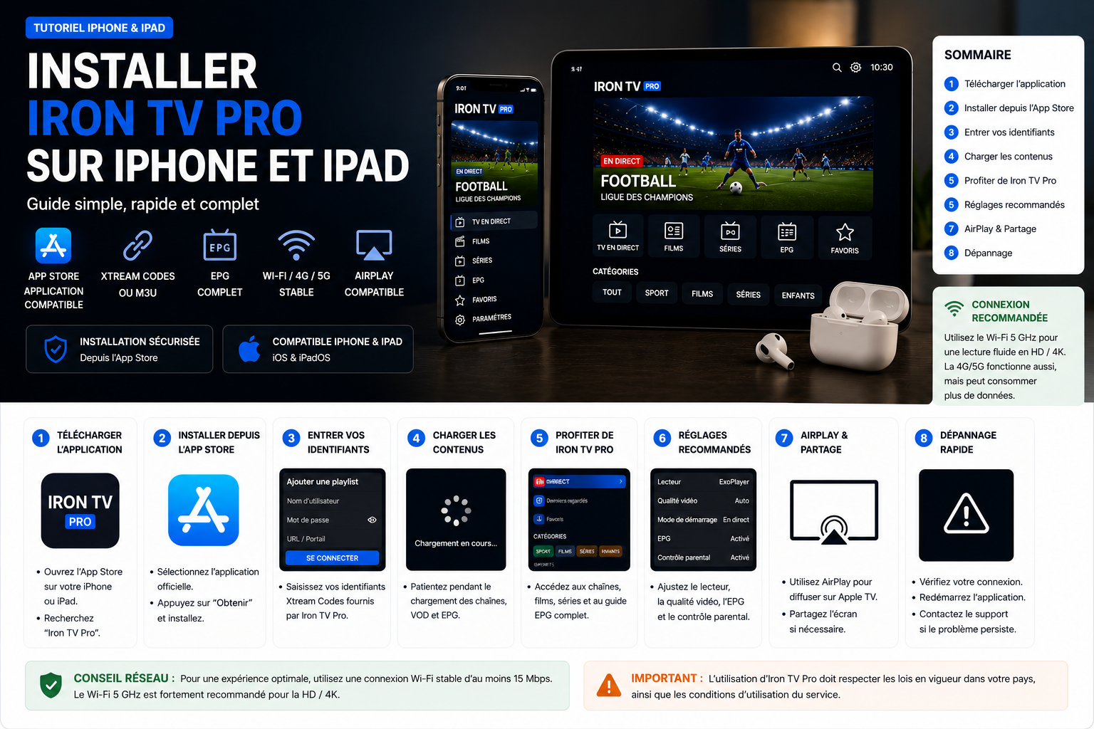 Installation Iron TV Pro sur iPhone et iPad