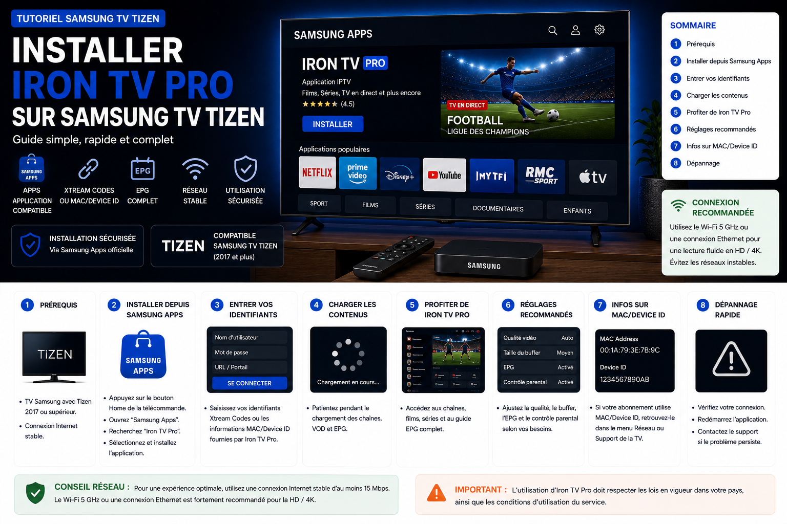 Installation Iron TV Pro sur TV Samsung Tizen